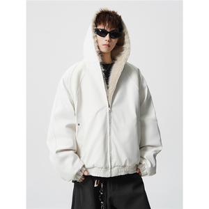 现货螺纹拼接座山雕棉服美式连帽重磅情侣外套A170-M911-P138图片