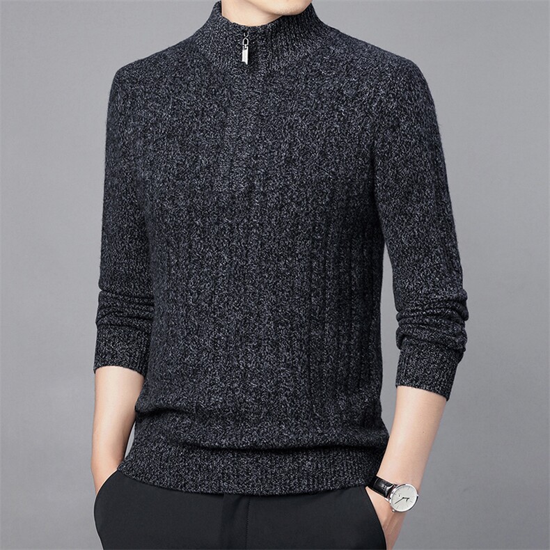 CM61053钱塘2020-2冬季厚款商务休闲纯色中年男士羊毛衫P165,男装针织衫/毛衣,钱塘207-2