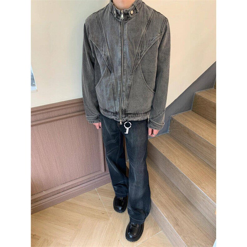 有货美式高街解构做旧牛仔外套男女春秋宽松小众夹克LW21077-p80图片