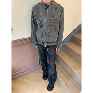 有货美式高街解构做旧牛仔外套男女春秋宽松小众夹克LW21077-p80