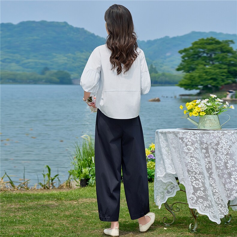 2026年夏季刺绣小衫两件套衬衫裤子套装女,女装套装/套裙,依路服饰