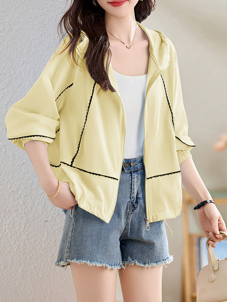 2025夏新款薄防晒衣服女韩版短款洋气小款外套百搭站欧洲ins潮,女装防晒衣,沐七七