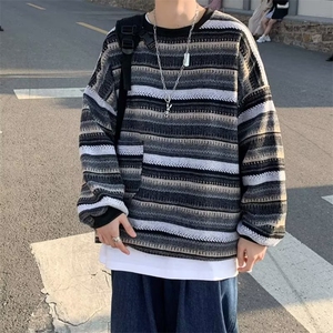 美式街头设计感圆领毛衣男慵懒风休闲针织衫GM44 P40图片