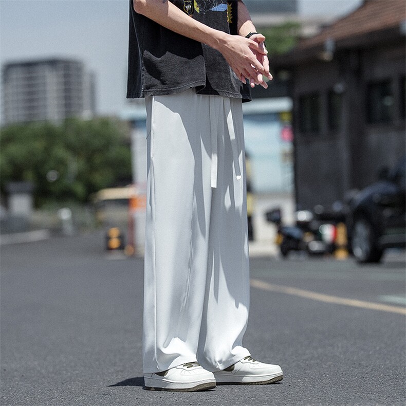 时尚冰丝垂感休闲裤子男2025夏季薄款宽松直筒运动长裤K232/P55,女装休闲裤,电商A008
