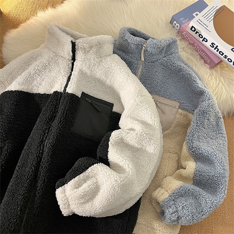 68902-P88仿羊羔绒情侣外套休闲仿羊羔毛厚外套男女情侣装,男装棉衣,电商D310B