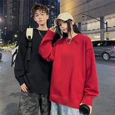 1506-1/MYM881高质量鹿毛绒/P44复古纯色百搭圆领毛衣打底衫男女，男装T恤，星座1506-1