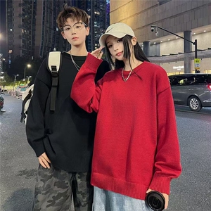 1506-1/MYM881高质量鹿毛绒/P44复古纯色百搭圆领毛衣打底衫男女图片