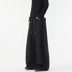8XL-M 灰色抽绳休闲裤男宽松阔腿裤卫裤设计感拖地裤男裤K9174P58图片