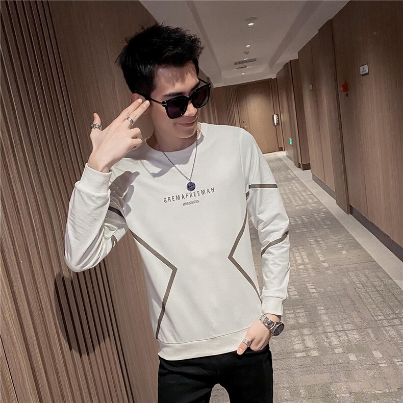 WY03-P50长袖t恤韩版潮流修身印花网红男卫衣社会人小衫,男装T恤,电商D310B-1