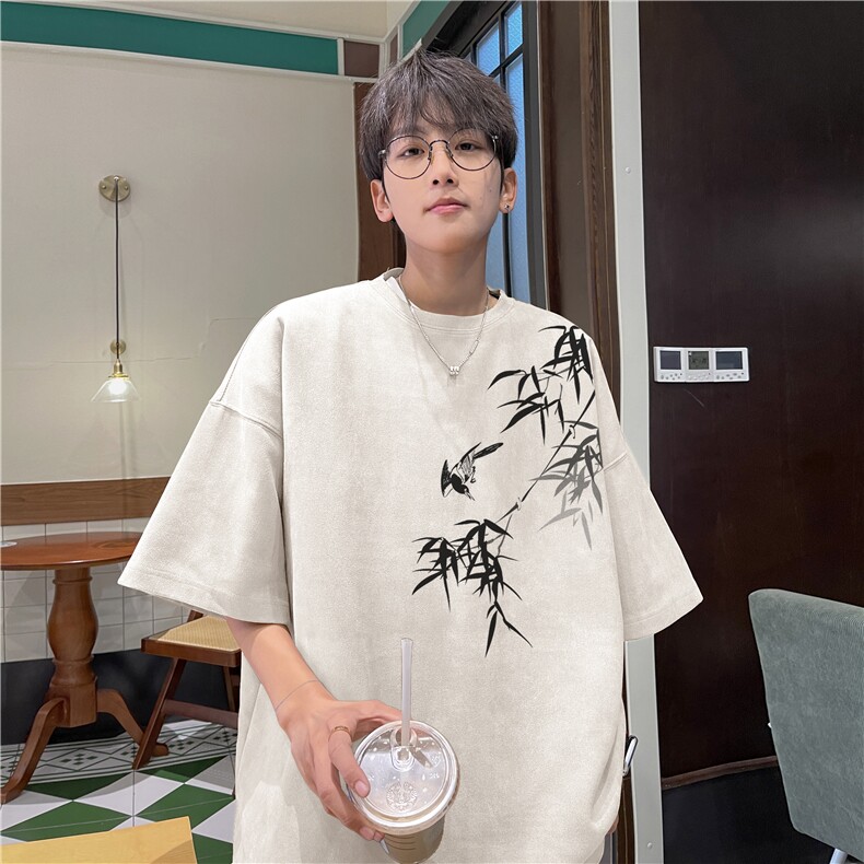 得物抖音直播高品质麂皮绒风印花宽松短袖djp298-特批23控39,男装T恤,星座605(原A050)