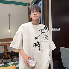 得物抖音直播高品质麂皮绒风印花宽松短袖djp298-特批23控39，男装T恤，星座605(原A050)