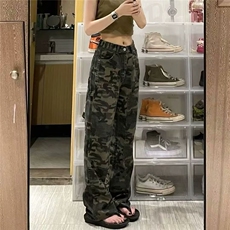 美式工装牛仔裤男女冬季新款迷彩宽松直筒裤潮LG3100-P45加绒55，男装牛仔裤，星座1008