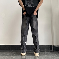 小众设计感水洗拉链黄泥色牛仔裤春季美式vibe裤子男款K6351-P45，男装牛仔裤，星座512-2