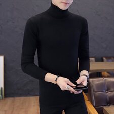 9630高领毛衣男士加绒纯色青年韩版潮宽松加厚针织打底衫，男装针织衫/毛衣，电商D310（原电商305）