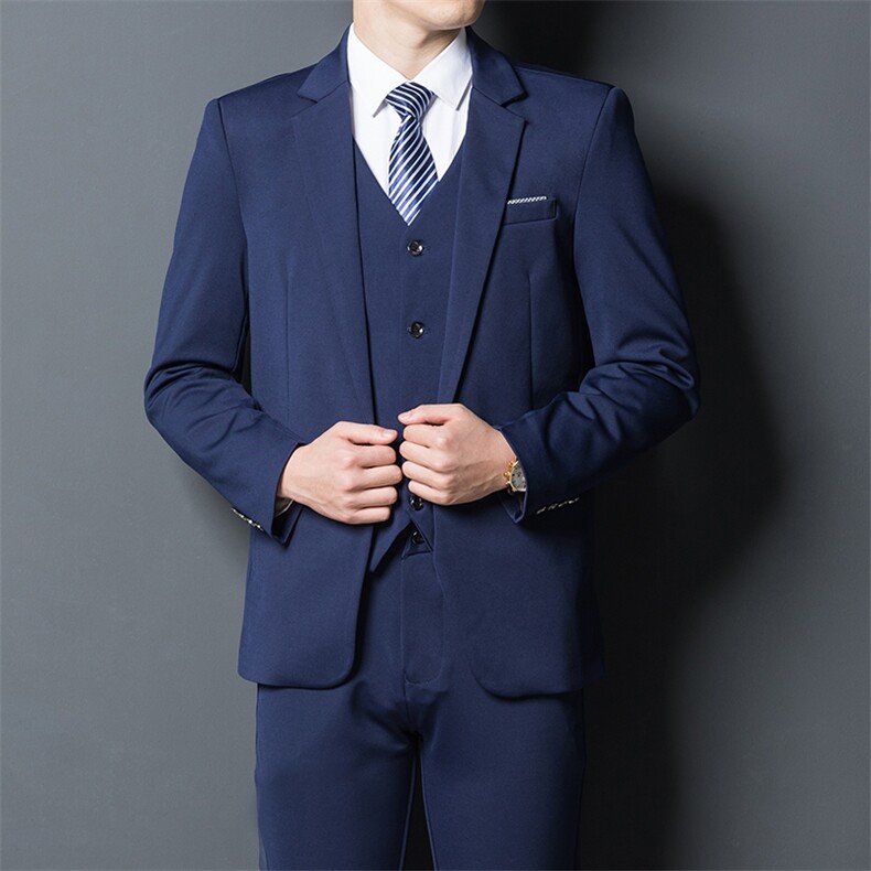 2023春季商务休闲爸爸装时尚纯色西服三件套套装中年装,男装西服套装,电商B212（原钱塘6029）
