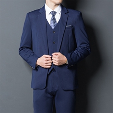 2023春季商务休闲爸爸装时尚纯色西服三件套套装中年装，男装西服套装，电商B212（原钱塘6029）