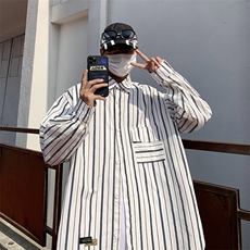 条纹衬衫男长袖韩版潮流高街帅气2023春夏季新款ins衬衣CY118-P41，男装衬衫，星座412-2