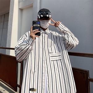 条纹衬衫男长袖韩版潮流高街帅气2023春夏季新款ins衬衣CY118-P41图片