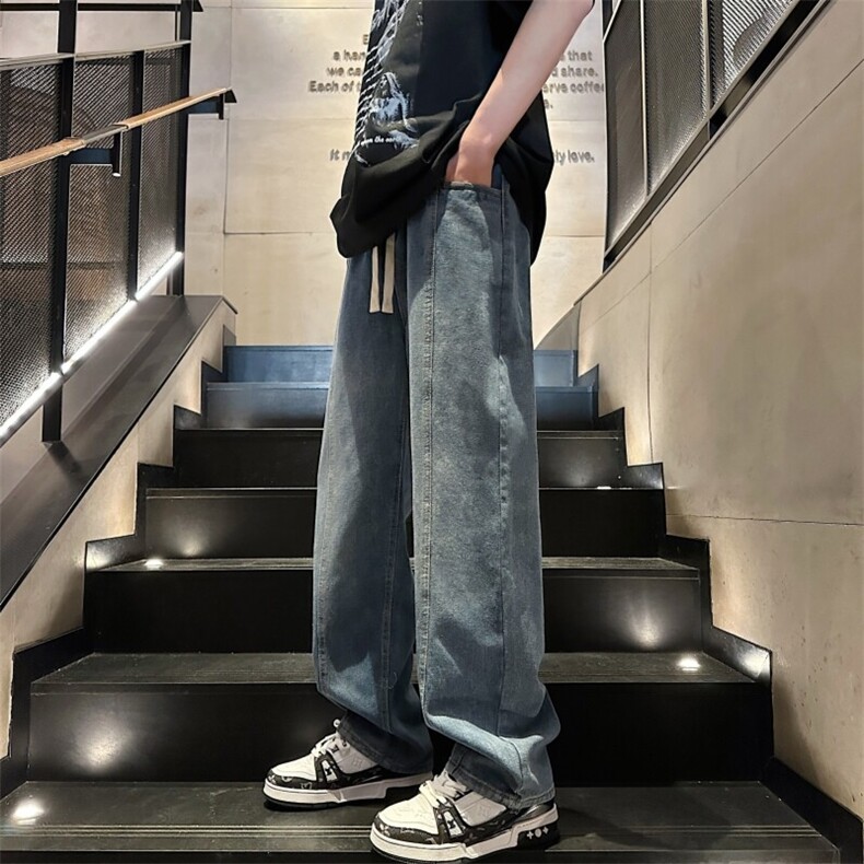 长裤简约男潮流慵懒潮牛仔裤原宿百搭青春流行夏季KK017-P43,男装牛仔裤,星座911-3