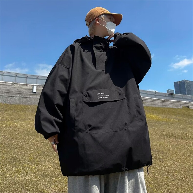 连帽冲锋衣男秋季小众潮ins宽松休闲帅气设计感上衣外套WT66-p55,男装夹克,星座1008-1