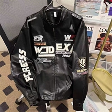 美式高街赛车服vintage皮衣夹克潮牌刺绣机车立领外套HH5511P70，男装皮衣，星座1013-5