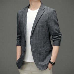 西装男士2023春秋季平驳领小西服商务休闲时尚外套中年男装图片