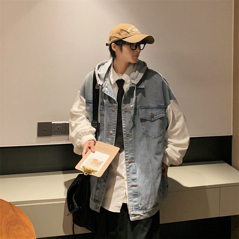 JK3040-P70-控98现货拼接牛仔夹克外套,男装工装外套,星座116