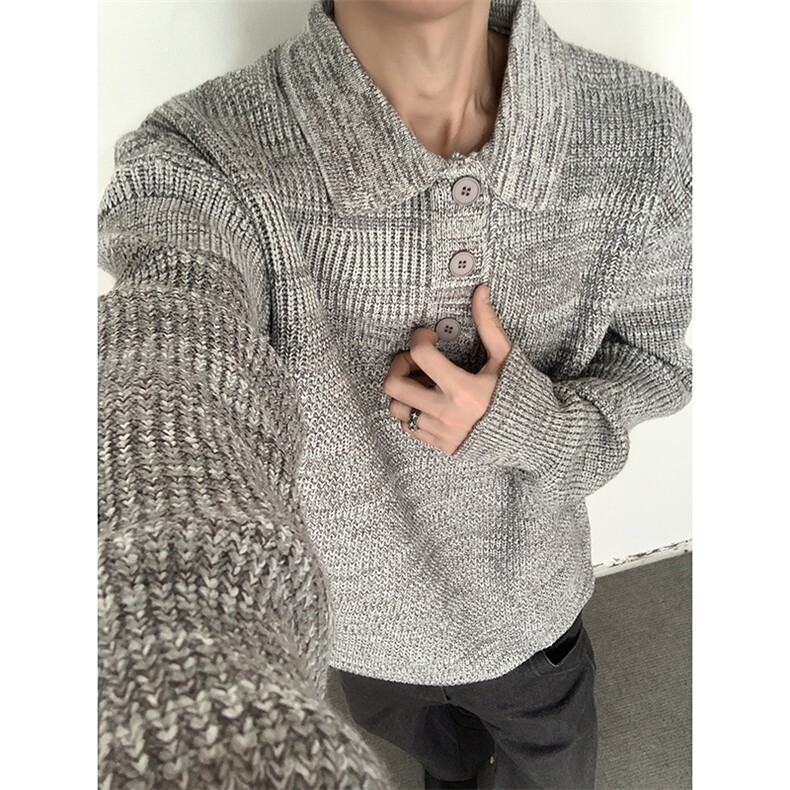 老钱风polo领毛衣男款秋季潮牌cleanfit高级感宽松慵懒套头针织衫,男装针织衫/毛衣,星座410-6（原星座1304-1）