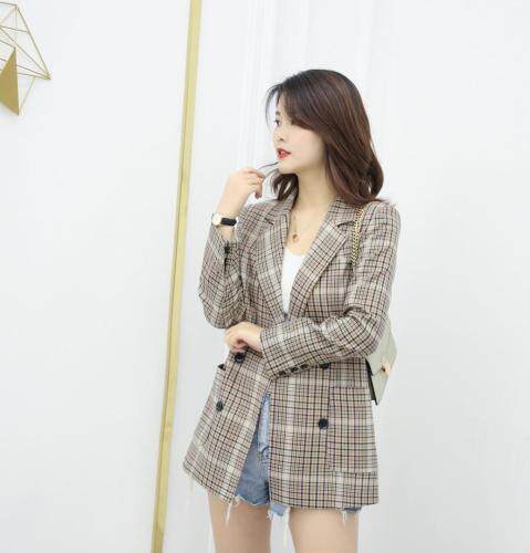 春款新款 韩版休闲格子小西装,女装西装,名怡