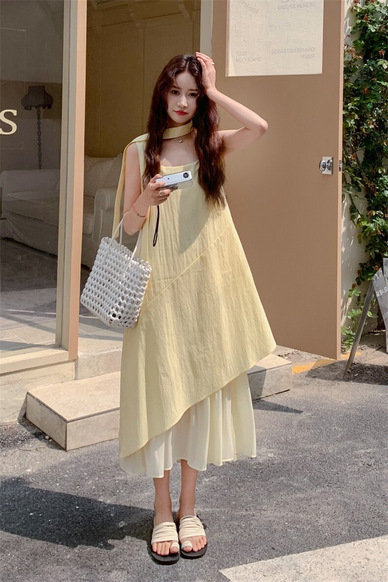现货黄色连衣裙2C206-L506-P125-K178,女装连衣裙,2C206