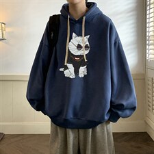 纯棉连帽卫衣男大码运动帽衫宽松薄WY2044-P35加绒款-P40，男装卫衣，电商A040