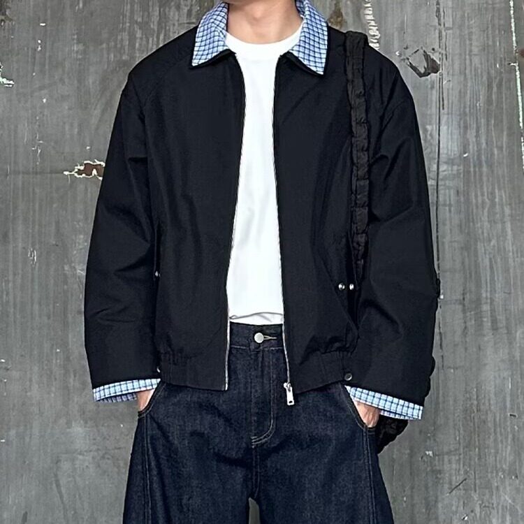 9223-P65 假两件外套男2025年新款翻领行政夹克男士春装图片