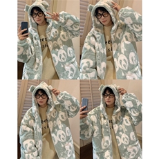 港风羊羔毛棉衣女连帽毛绒棉服男外套男8701P105控138，男装棉衣，星座226-1