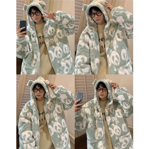 港风羊羔毛棉衣女连帽毛绒棉服男外套男8701P105控138图片