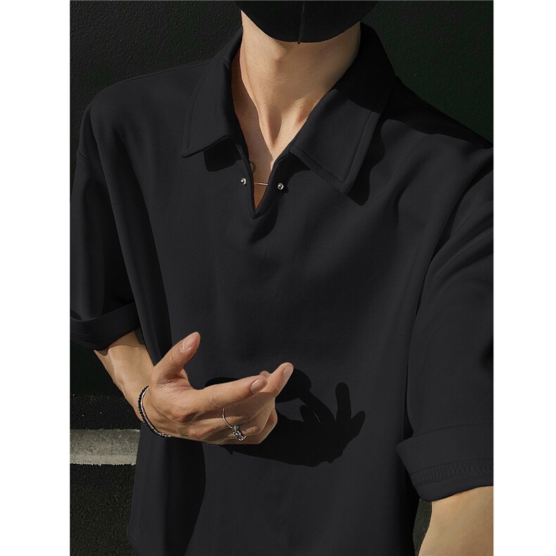 夏季新品老钱风宽松休闲POLO衫短袖T恤上衣男H1083特P35，男装Polo衫，电商A341