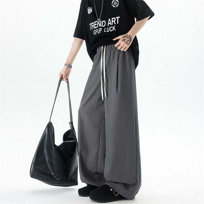 8XL-M假两件双腰山本裤条纹休闲西裤男夏宽松大码阔腿裤KZ052P60,男装休闲裤,电商B312