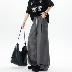 8XL-M假两件双腰山本裤条纹休闲西裤男夏宽松大码阔腿裤KZ052P60图片