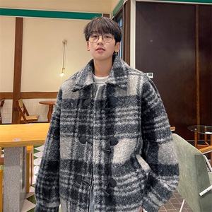 毛圈呢加厚冬装外套 牛角扣潮牌毛呢子大衣夹克832 P118图片