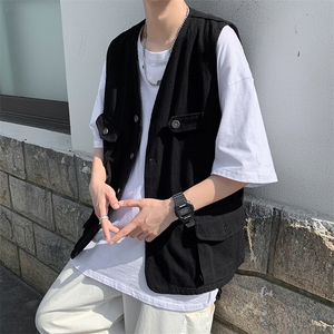 复古多口袋马甲外套男潮牌机能百搭外穿背心男情侣装MJ014-P35图片