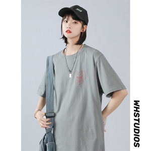 中性风 李焕英同款小狗印花短袖T恤男大码宽松新疆棉半袖 T134P35图片