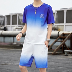 夏季短袖t恤男士潮牌运动上衣一套帅气短袖套装男潮流V9908-P45，男装T恤，星座509