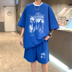 ！2025夏季新款男士华夫格短袖套装百搭学生一套HTZ99P50图片