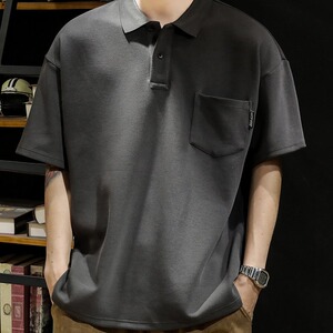 美式复古POLO衫男夏季简约风重磅男装宽松大码男士短袖T恤tshirt图片