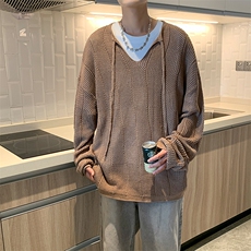 2024夏季新款港风美式痞帅小众镂空针织V领长袖T恤insZX459-P45，男装T恤，星座313A(原308A-2)