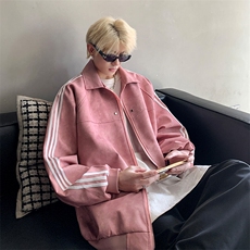 JK8818-P68美式复古cleanfit高级感PU皮条纹夹克外套，男装夹克，星座1503