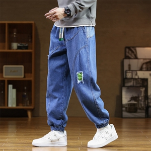 M-8XL 秋季新款大码束脚潮流休闲束脚牛仔裤 109-K123-P55图片