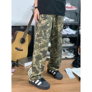 【网图】迷彩工装裤男三条杠裤子美式hiphop阔腿裤BNLL03-P特50图片