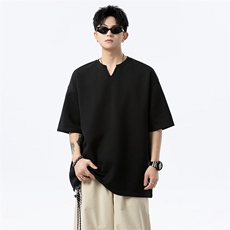 2025新款夏季美式V领300克宽松短袖t恤男-DX2506-P38控58，男装T恤，电商B208