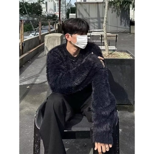 软糯渐变提花毛衣男女氛围感套头冬季水貂绒针织衫内搭MS604,黑色针织女鞋搭配衣服图片图片
