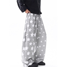 【002】星星阔腿运动卫裤男宽松抽绳拖地长裤A079-M1000-P42，男装休闲裤，电商A079